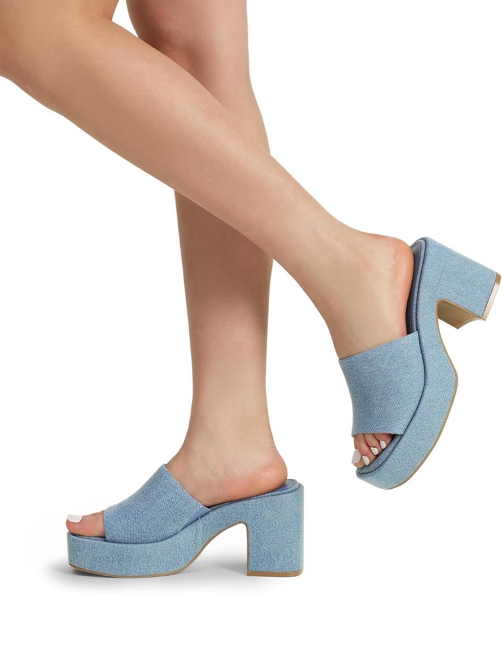 Dream Pairs Light Blue Denim Platform Heels